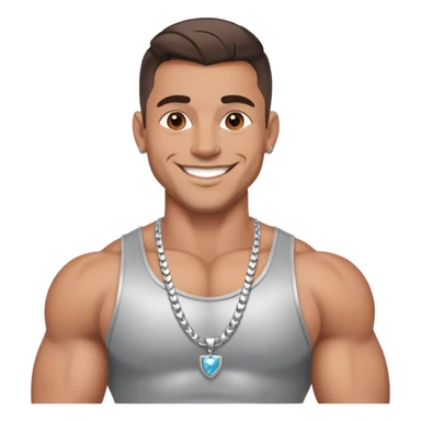 smiling muscular man with  silver jewelry sticker