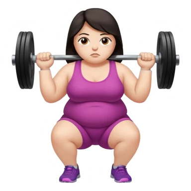 Sad fat girl lifting weights dark hair sticker