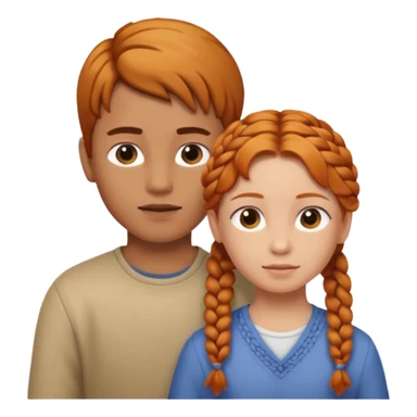 A boy that is braiding a ginger girls hair sticker