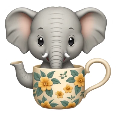 elephant with tea cup sticker