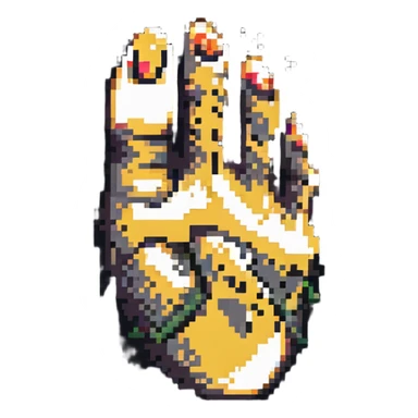close-up of a leopard's foot with spots pointing upward in pixel art style sticker