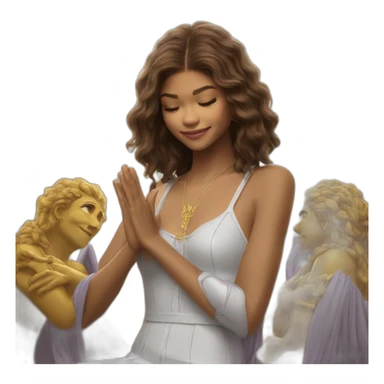 Zendaya petting a god sticker