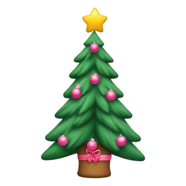 Christmas tree with teddy bear holding pink heert under sticker