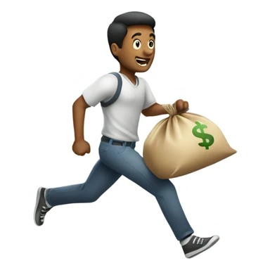 guy running with money bag sticker