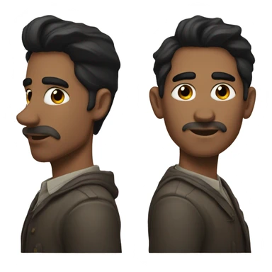 A man with black hair, black eyes, and elongated eyebrows, and with hunter eyes  sticker