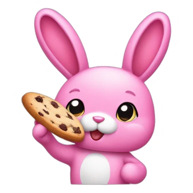 Pink Bunny eatting a Cookie sticker