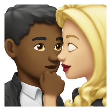 a blonde guy and a black guy kissing sticker