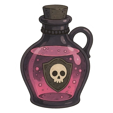 pink goth potion bottle, magical and gothic, ghibli style sticker