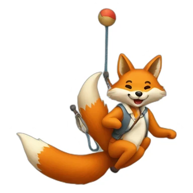 Man riding a fox swinging a yoyo.  sticker