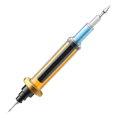 Syringe with black tape over it.
 sticker