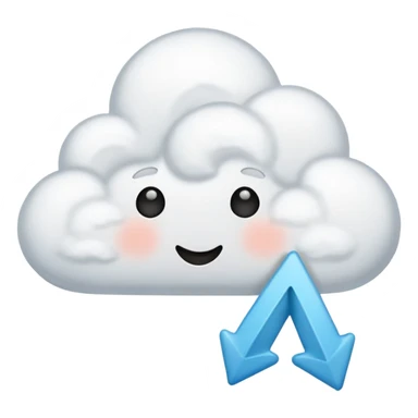 emoji for 'import', a cloud with a downward arrow, friendly and approachable style sticker