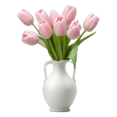 Light pink tulips in white vase in bow  sticker