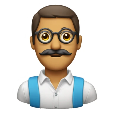 Tambourine with no skin played by the moustache and glasses emoji man sticker