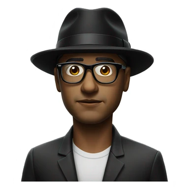 photorealistic serious man in black glasses and black hat sticker