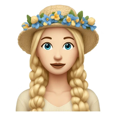 beautiful finnish goldenhour hair woman with blue eye knitting floral hat sticker
