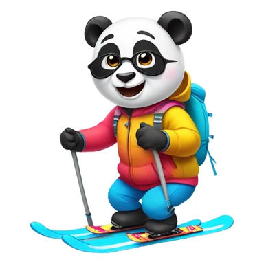 Panda skiing downhill sticker