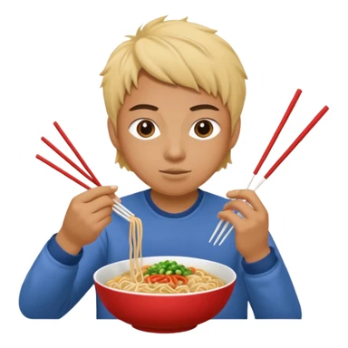 Create a person having noodles dinner. sticker