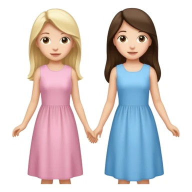 blonde girl in light blue dress and long haired brunette girl in light pink dress sticker