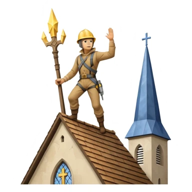 steeplejack man lightning strike on a church spire sticker