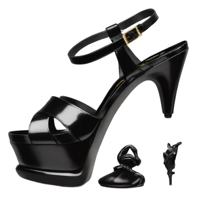 YSL TRIBUTE heels SANDAL black PATENT LEATHER sticker