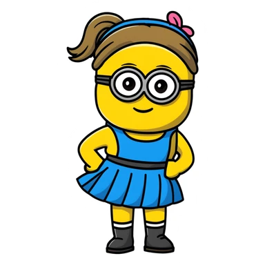 girly minion with skirt and ponytail sticker