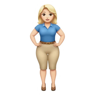 fullbody voluptuous blonde woman, realistic emoji style, confident stance, safe for work, happy sticker
