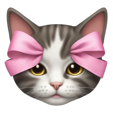 cat sleeping with pink bows on sticker