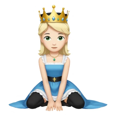 Prince woth crown, standing, black hair, blue eyes, and maid, blonde Hair, green eyes, white short sleveless dress, kneeling  sticker