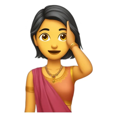indian Gujarati teenager holding up a L with her hand on her her forehead sticker