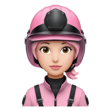 pink power ranger, woman emoji, with helmet on, black visor sticker