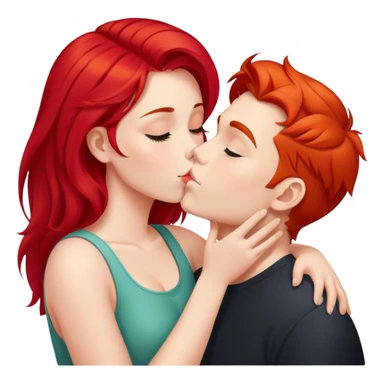 Girl with bright red hair kissing her boyfriend sticker