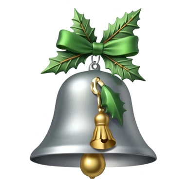  silver christmas bell with pine  sticker