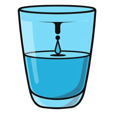 empty water glass with drought symbol sticker
