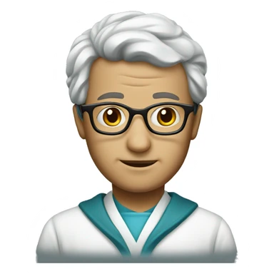 A brain doctor with glasses and a robe sticker