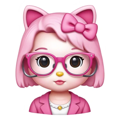 Hello Kitty pink with cute glasses sticker