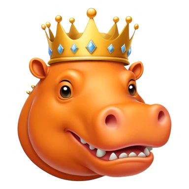 A orange hippo with a crown sticker