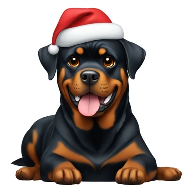 rottweiler with christmas hat sticker