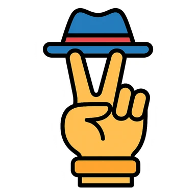 peace sign hand gesture, gangster vibe, color outline icon style sticker