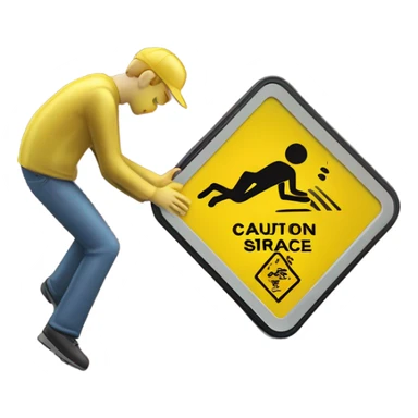 Caution slippery surface sticker