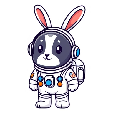cute hare cosmonaut sticker
