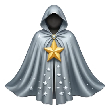 a fantasy  magic, silver color with star pattern cloak sticker