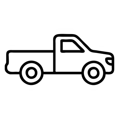 white pickup truck, side view, minimal style sticker