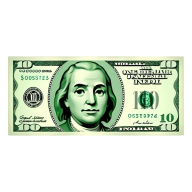 one 10 dollar bill flat  sticker