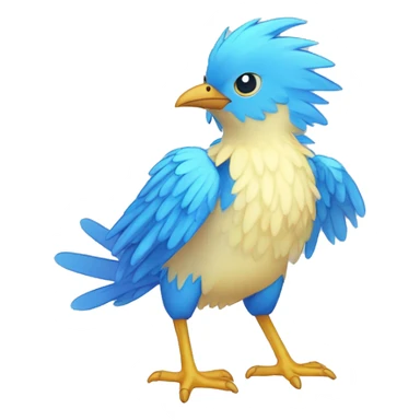 Wet Cool Cute Fantasy legendary blue bird water-type-Hydro-Phoenix-avian Fakemon full body sticker