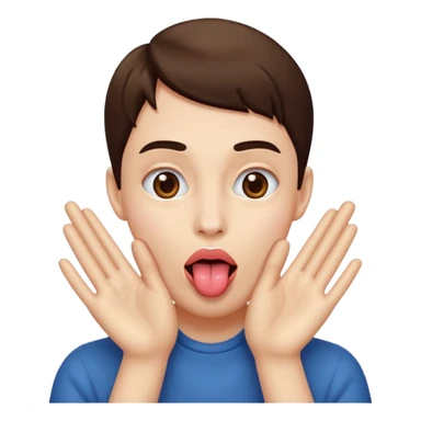 tongue out with hands near face  sticker