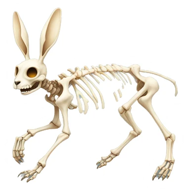 A full-length rabbit skeleton with crosses over its eyes sticker