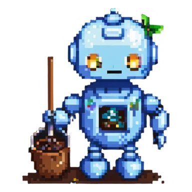 robot janitor with poop sticker