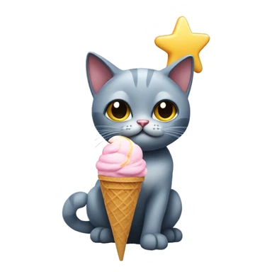 cat with star eyes holding an ice cream  sticker