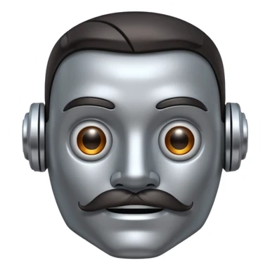 robot with dark hair with mustache more metalic sticker