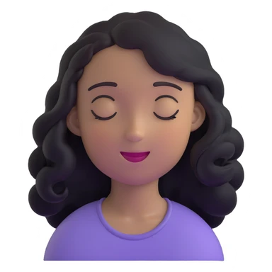 person with eyes closed smiling feeling a refreshing breeze with hair gently flowing sticker